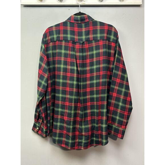 Chaps Shirt Mens Large Red Green Plaid Flannel Button Down 100% Cotton Classic - Picture 2 of 7